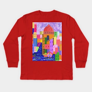 Seaside village Kids Long Sleeve T-Shirt